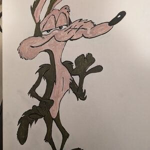 Whimsical Cartoon Character Canvas Art in Pink and Brown